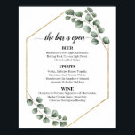 Greenery Eucalyptus Glitzer Wedding Bar Menu Sign Poster<br><div class="desc">Greenery Eukalyptus Glitzer Rahmen Calligrapy Wedding Bar Menu Sign</div>