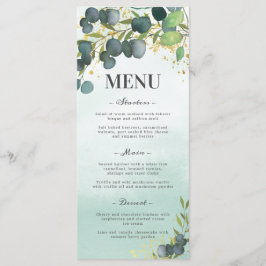 Greenery Eucalyptus Gold Wedding Menu Menükarte