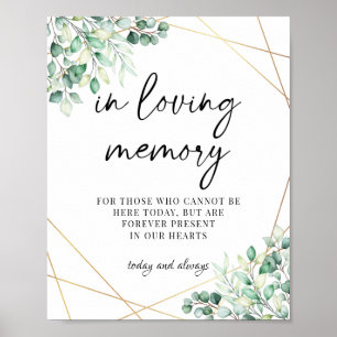 Greenery Eucalyptus In Loving Memory Hochzeit Poster