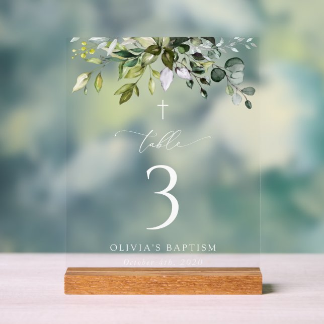 Greenery, Eucalyptus Leaves, Baptism Table Numbers (Neutre)