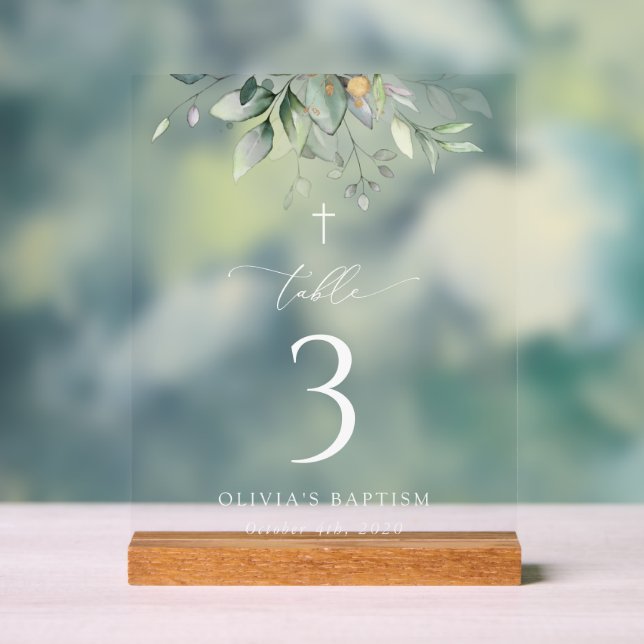 Greenery, Eucalyptus Leaves, Baptism Table Numbers (Neutre)