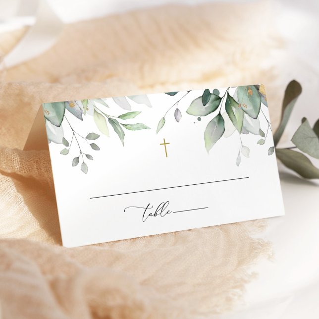 Greenery, Eucalyptus Leaves, Boho, Baptism Platzkarte (Von Creator hochgeladen)