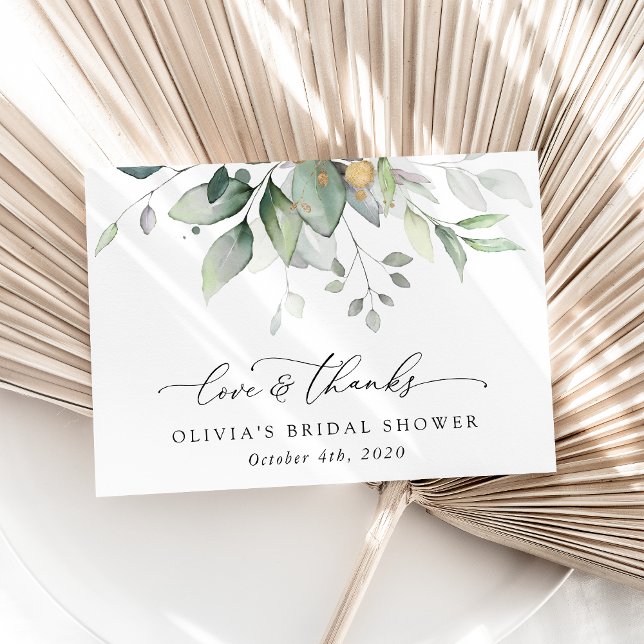 Greenery, Eucalyptus Leaves, Boho, Bridal Shower Dankeskarte (Von Creator hochgeladen)