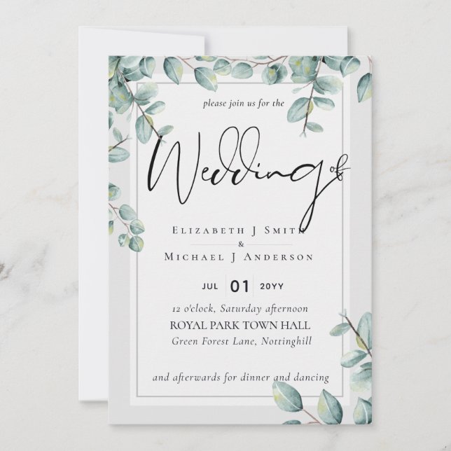Greenery Eucalyptus Lilac Lemon Gray Wedding (Vorderseite)