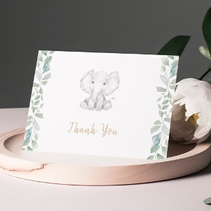 Greenery Eucalyptus Niedlich Elephant Baby Shower Dankeskarte
