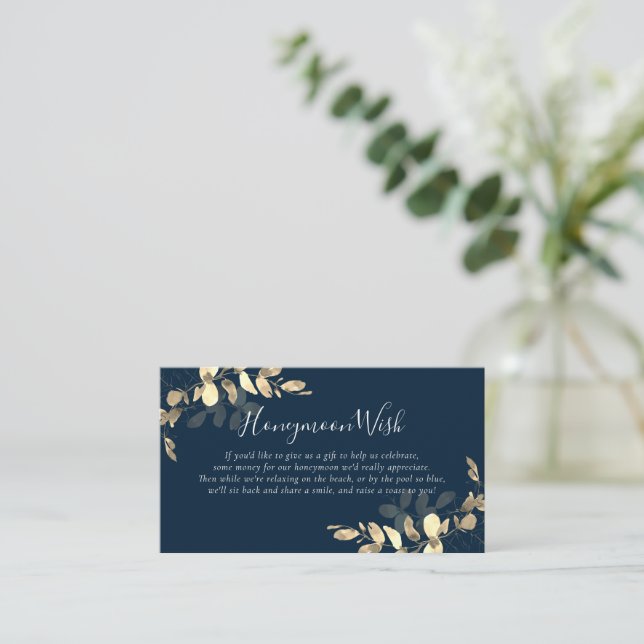 Greenery Eucalyptus Poem Honeymoon Wish Begleitkarte (Stehend Vorderseite)
