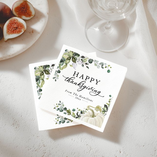 Greenery Eucalyptus Pumpkin Erntedank Dinner Serviette (Von Creator hochgeladen)