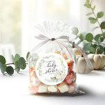 Greenery Eucalyptus Pumpkin Fall Baby Shower Runder Aufkleber<br><div class="desc">Schöner Kürbiskürbis zum Thema Babydusche. Einfach mit Ihren Daten personalisieren. Bitte kontaktieren Sie mich per Chat,  wenn Sie Fragen zum Kunstwerk haben oder eine Anpassung benötigen. BITTE BEACHTEN SIE: Für Unterstützung bei Bestellungen,  Versand,  Produktinformationen usw. wenden Sie sich direkt an den Zazzle Kundenservice https://help.zazzle.com/hc/en-us/articles/221463567-How-Do-I-Contact-Zazzle-Customer-Support-.</div>