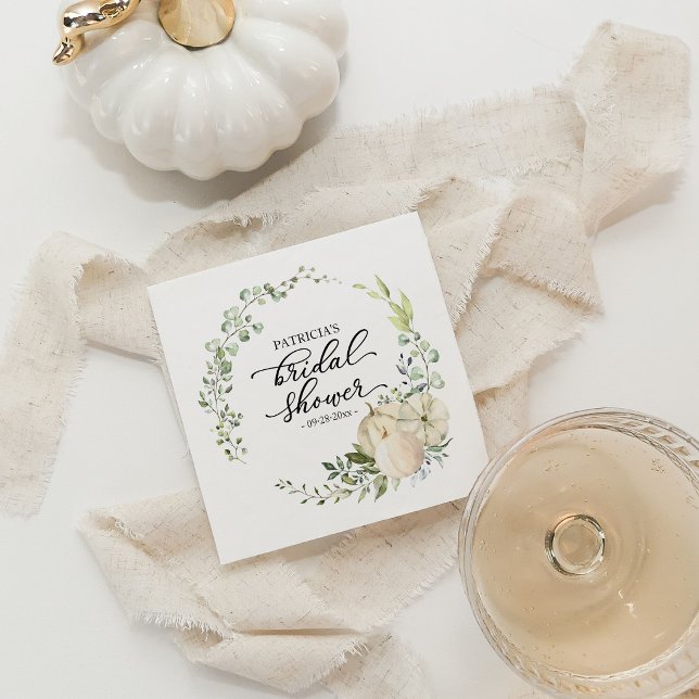 Greenery Eucalyptus Pumpkin Fall Brautparty Serviette (Von Creator hochgeladen)