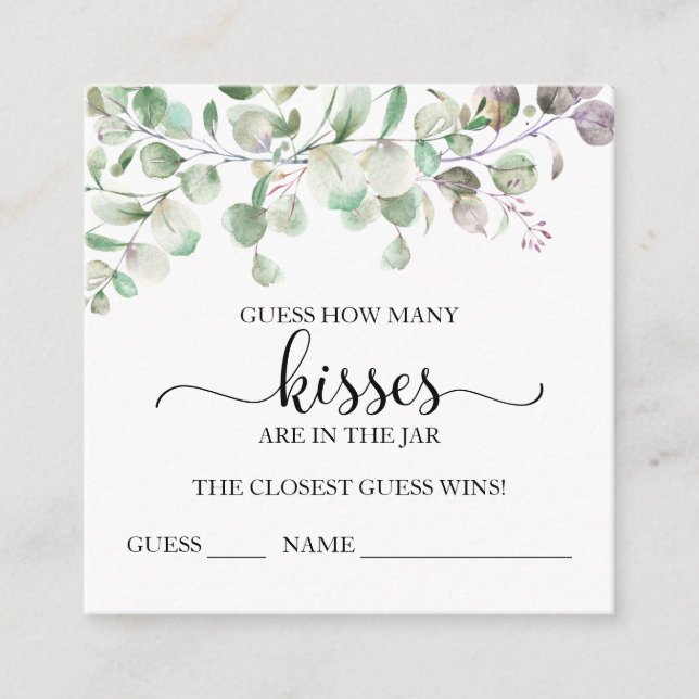 Greenery Eucalyptus rät wie viele Kisses Cards Begleitkarte (Vorderseite)