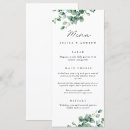 Greenery Eucalyptus script Wedding Menu Karte
