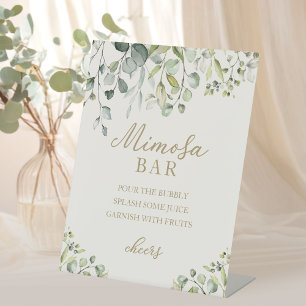 Greenery Eucalyptus Watercolor Mimosa Bar Sign Sockelschild
