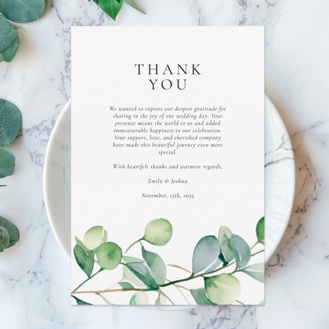 Greenery Eucalyptus Watercolor Wedding Dankeskarte (Von Creator hochgeladen)