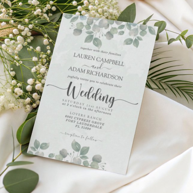 Greenery Eucalyptus Watercolor Wedding Einladung (Von Creator hochgeladen)