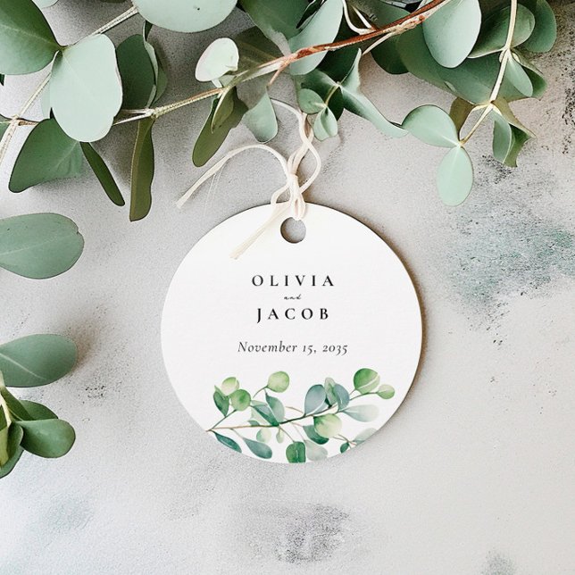 Greenery Eucalyptus Watercolor Wedding Geschenkanhänger (Von Creator hochgeladen)