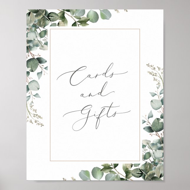 Greenery Eucalyptus Wedding Cards and Gifts Sign Poster (Vorne)