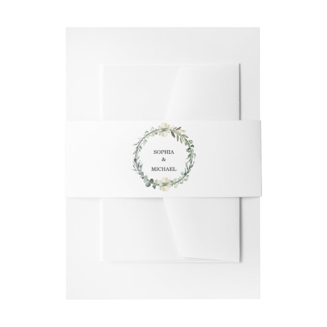 Greenery Eucalyptus Wedding Einladungsbanderole (Vorderseite Beispiel)