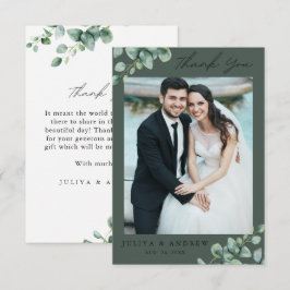 Greenery Eucalyptus wedding Foto Danke Karte