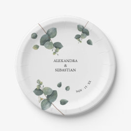 Greenery Eucalyptus Wedding Paper Plate Pappteller