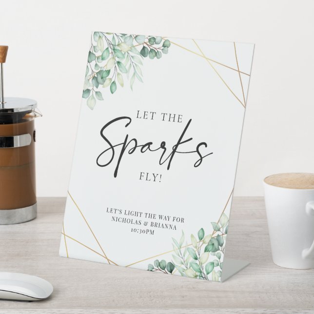 Greenery Eucalyptus Wedding Sparkler Absenden Sockelschild (In SItu)