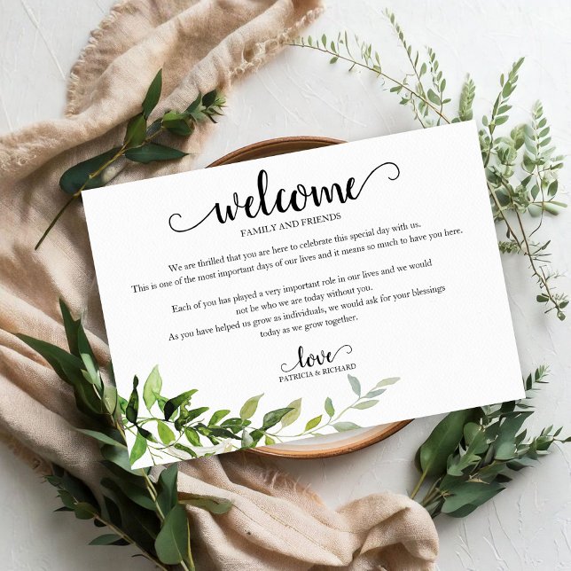 Greenery Eucalyptus Wedding Welcome Hotel Card Einladung (Von Creator hochgeladen)