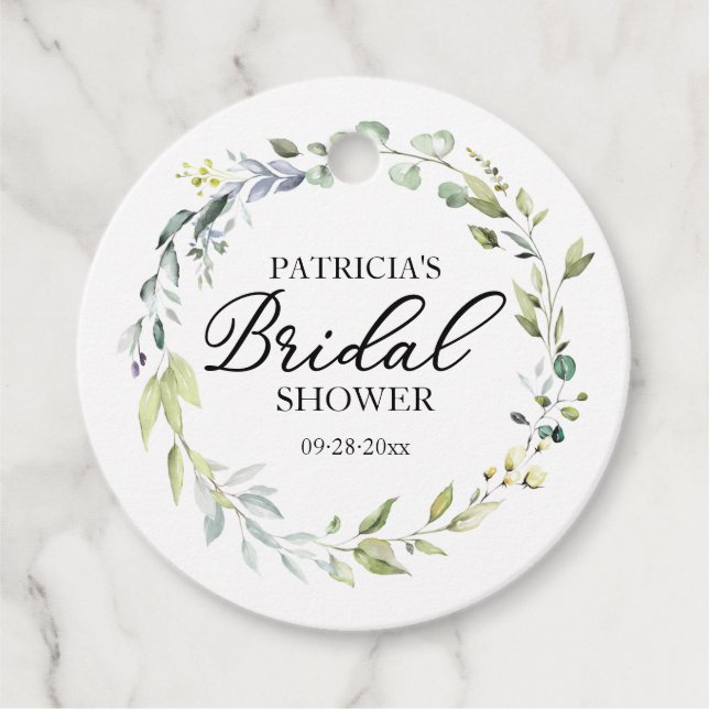 Greenery Eucalyptus Wreath Brautparty Geschenkanhänger (Vorderseite)