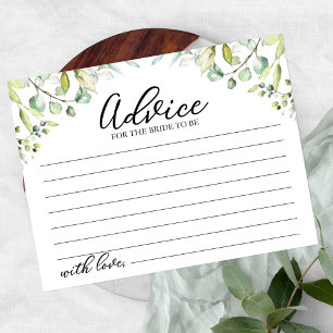 Greenery Eukalyptus Brautparty Advice Cards