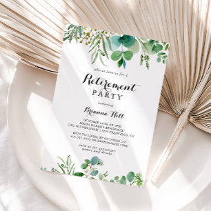 Greenery Eukalyptus Calligraphy Retirement Party Einladung