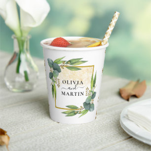 Greenery Eukalyptus Magical Sand Wedding Paper Cup Pappbecher
