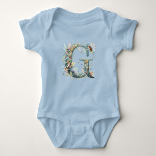 Greenery Fairies Monogram Letter G Baby Strampler
