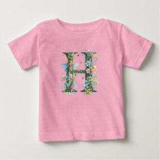 Greenery Fairies Monogram Letter H Baby T-shirt