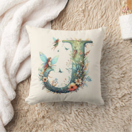 Greenery Fairies Monogram Letter J Kissen