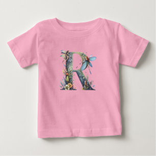 Greenery Fairies Monogram Letter R Baby T-shirt