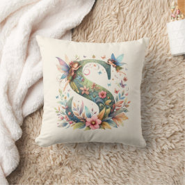 Greenery Fairies Monogram Letter S Kissen