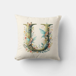 Greenery Fairies Monogram Letter U Kissen