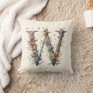 Greenery Fairies Monogram Letter W Kissen