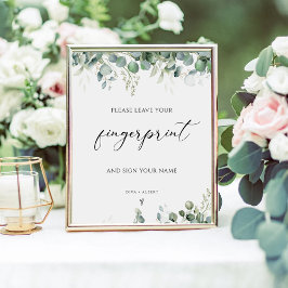 Greenery Fingerprint Wedding Guest Book Sign Poster