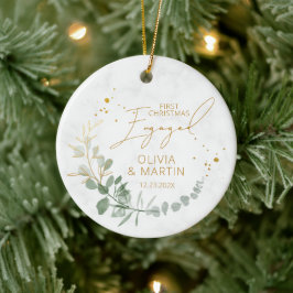 Greenery First Christmas Verlobt Elegant Keramik Ornament