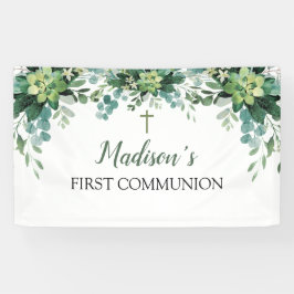 Greenery First Communion Banner backdrop
