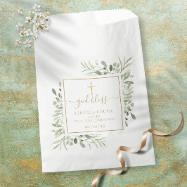 Greenery First Communion Gold Script Geschenktütchen