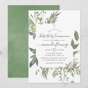 Greenery First Heilige Kommunion Einladung