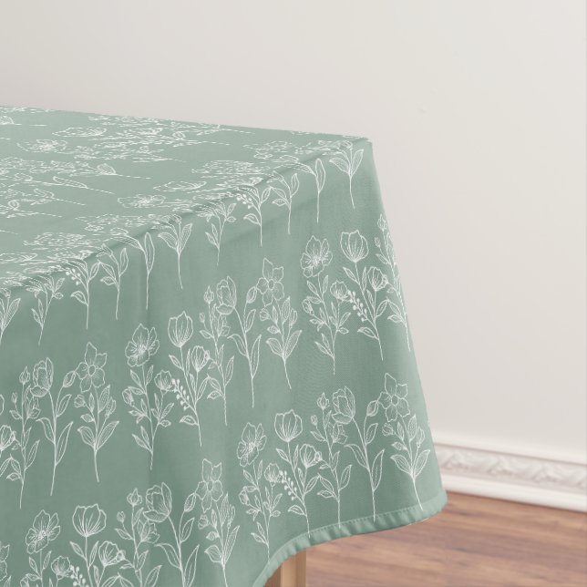 Greenery Floral Boho Sage Green Wedding Tischdecke (Beispiel)