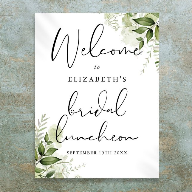 Greenery Floral Bridal Luncheon Begrüßungszeichen Poster (Greenery Floral Bridal Luncheon Welcome Sign)