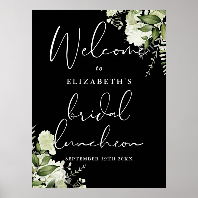 Greenery Floral Bridal Luncheon Begrüßungszeichen Poster (Vorne)