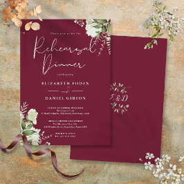 Greenery Floral Burgundy Probe Dinner Einladung