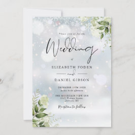 Greenery Floral Elegant Monogram Winter Wedding Einladung