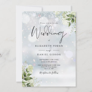 Greenery Floral Elegant Monogram Winter Wedding Einladung