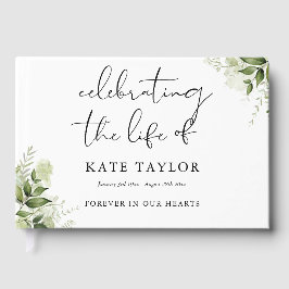 Greenery Floral Memorial Celebration Of Life Gästebuch