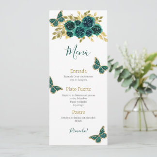 Greenery Floral Quinceañera Menükarte