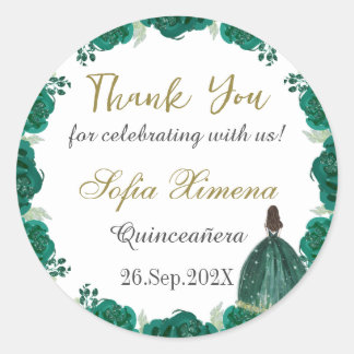 Greenery Floral Quinceañera Runder Aufkleber